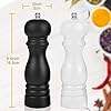Ensemble de moulins à poivre manuel de qualité supérieure de 6.5 pouces à grossièreté réglable salières en bois noyau en céramique rechargeable noir blanc-pour - Product Image 2
