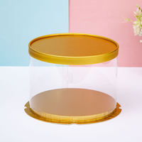 Boîte à gâteau ronde dorée avec fenêtre transparente, vente en gros d'usine, 4/6/8/10 pouces, double couche, extra haute, pour emballage de pâtisserie