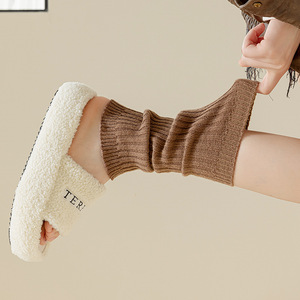 Chunky Knit Leg Warmers Plush Thickened Autumn Winter Women Solid Color Korean Style Socks - Product Image 2