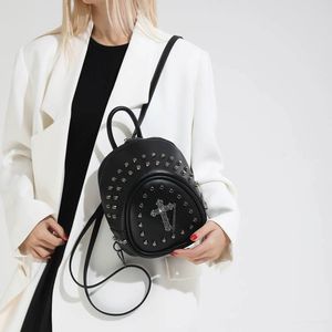 Mode Rivet jésus croix unisexe sacs à dos en cuir PU Style Punk sacs pour adolescents sac à dos sac à dos Y2K Vintage sac de voyage - Product Image 3