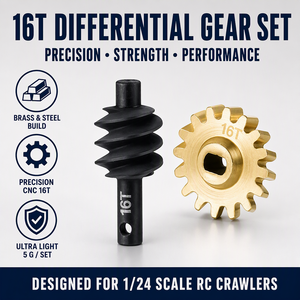 16T Metall-Differential-Schneckenradsatz Overdrive-Achsengänge für 1/24 <span class=keywords><strong>RC</strong></span> Crawler Car Micro Climbing Truck DIY Upgrade-Teile - Product Image 1