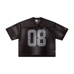 Camiseta de Manga Corta con Cuello en V, Tejida, de Corte Holgado, para Hombre, Transpirable, de Algodón, Estilo Urbano, con Estampado Digital Vintage, 285gsm - Product Image 2