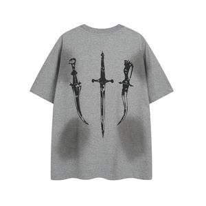T-shirt à manches courtes de haute qualité 100% coton, imprimé cartoon sombre post-apocalyptique, streetwear, 230GSM, poids lourd - Product Image 3