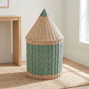 Cesta de almacenamiento tejida con forma de lápiz, organizador de juguetes a prueba de polvo con tapa para habitación de niños, uso doméstico - Product Image 5