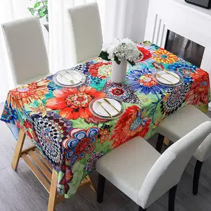 KEFEI Polyester Cotton Customized Pattern Tablecloth with Waterproof Washable Table Cloth