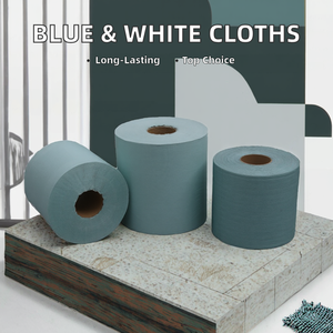 مناديل تنظيف صناعية خالية من الغبار من البوليستر، لفة كبيرة باللونين الأزرق والأبيض، قابلة للاستخدام مرة واحدة، تمتص الماء والزيت، للبيع بالجملة - Product Image 4