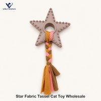 Jouet pour chat en tissu étoilé avec pompon, étoile en silicone à picots massants et queue en corde tressée pour chats d'intérieur et chatons