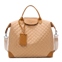 Sac de voyage matelassé en tissu Oxford à motif losanges sérigraphié, grande capacité, avec poignée et bandoulière, six couleurs, pour femme