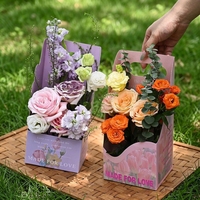 Boîte cadeau en forme de livre, écologique, à imprimé floral en relief, porte-bouquet en papier portable pour la Saint-Valentin, les mariages, l'emballage de fleuristes
