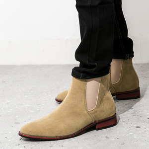 Bottines en cuir à bout pointu pour hommes, couleur sable noir, confortables, respirantes, chaussures habillées classiques et élégantes - Product Image 6