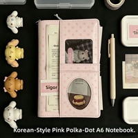 Nueva Carpeta de Anillas en Espiral A6 Rosa con Puntos, Estilo Instagram, de Alta Apariencia, de Poliuretano, Fabricada en China