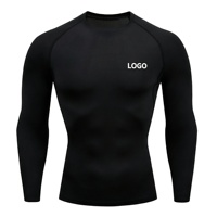 T-shirt de compression à manches longues pour homme, séchage rapide, coupe élastique, couche de base pour l'entraînement sportif avec logo personnalisé