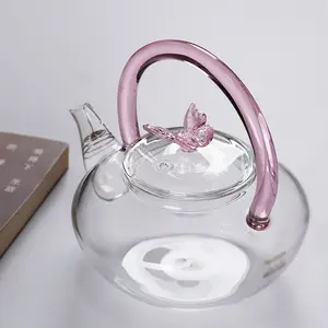 Китайский модный розовый цветной глазированный прозрачный и утолщенный чайный набор "Кунг-фу" с фильтрацией для чая