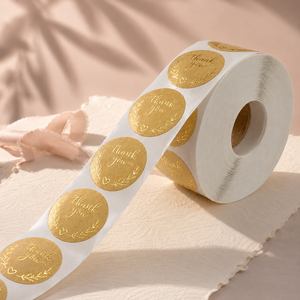 Custom Gold Foil Thank You <b>Stickers</b> 2.5cm Round <b>Logo</b> Labels for Jewelry Gift Packaging and Sealing gift store - Product Image 1