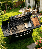 Barbecue à gaz haut de gamme à 8 brûleurs avec deux brûleurs principaux infrarouges et quatre brûleurs tubulaires en acier inoxydable