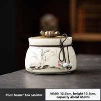 Boîte à thé ronde en céramique de style vintage, grande taille, couvercle hermétique anti-humidité, rangement pour thé noir/vert Longjing Pu'er
