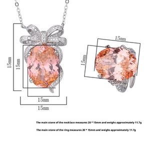 Wholesale Eco-friendly Copper Fashion Jewelry Sets 15*20mm Bird Nest Cut Cubic Zirconia <b>Bow</b> Necklace Ring for Women Party <b>Gift</b> - Product Image 2