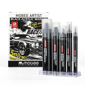 Mobee P-9COMBO/5B cinque punte Non tossico a basso odore tutto bianco brillante ad alta capacità acrilico vernice pennarello Set per l'arte - Product Image 3