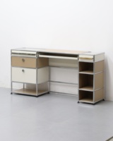 Table de maquillage moderne en acier inoxydable, mini coiffeuse avec miroir, tiroirs à fermeture douce, étagères de rangement amovibles, pour maison, bar, villa, chambre