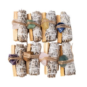 Ensemble de bâtons de <span class=keywords><strong>sauge</strong></span> <span class=keywords><strong>blanche</strong></span> naturelle et de Palo Santo pour fumigation, yoga, méditation, guérison énergétique, encens et aromathérapie - Product Image 3