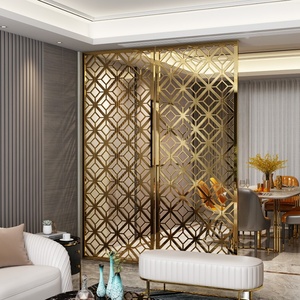 Biombo Decorativo Dorado Brillante para Hotel, Separador de Habitaciones de Acero Inoxidable - Product Image 2