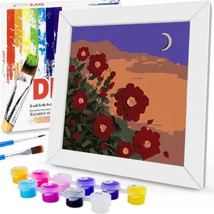 Lukisan minyak warna-warni kartun dan hewan DIY dengan angka untuk hadiah dekorasi dinding rumah lukisan pemandangan bunga kustom DIY dengan nomor