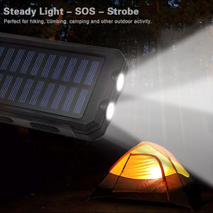 Chargeur solaire étanche 20000mAh avec double port USB, fonction support de batterie externe, entrée DC Type C, cellule au lithium polymère - Product Image 4