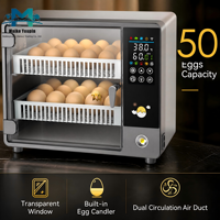 Incubateur intelligent pour volailles de 50 œufs avec double alimentation, contrôle de température PID et retournement automatique, en ABS, 6 kg, pour l'éclosion à domicile