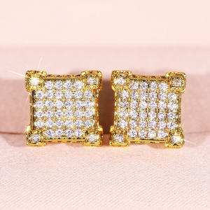 Pendientes de Moda con Diseño Geométrico, Chapados en Oro Blanco, con Cristales de Estrás y Microincrustaciones, Joyería Unisex para Fiestas - Product Image 5