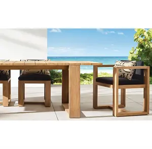 Hot Selling Garden Courtyard Teak Dining Chairs Outdoor Villa Hotel Terrace Table And Chair Set