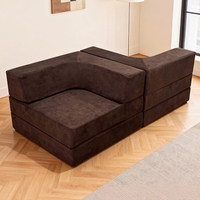 Canapé-lit convertible Queen Size avec section modulable et chaise longue, en tissu moderne, réglable, pour appartement et villa, mobilier pour petits espaces