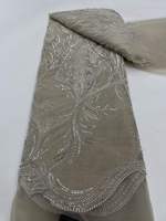 Tissu en dentelle à sequins nigérian de haute qualité, base en maille perlée avec sequins, tissu de mariée