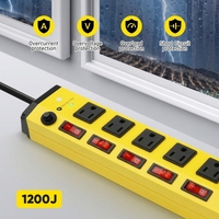 Multiprise industrielle robuste 1200J 20A avec protection contre les surtensions, 6 prises, cordon d'extension 14AWG pour la maison