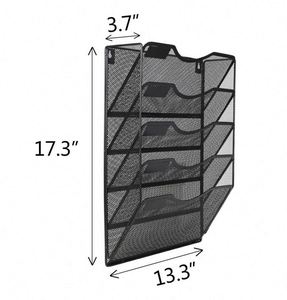 5 Pocket Mesh Hanging Wall <b>File</b> <b>Organizer</b> Wall Mounted Mail Paper Document Folder Holder Storage Organization Magazine Rack - Product Image 5