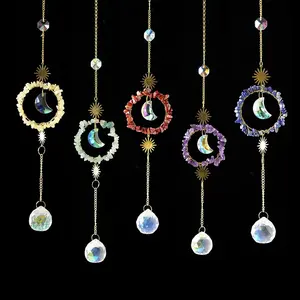 Factory Wholesale Natural Crystals Stone Sun Catcher Hanging Pendant Crystal Ornaments For Home Decoration