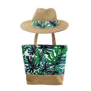 Maldiven Zomertas <span class=keywords><strong>N</strong></span> Hoed Bijpassende Bedrukte Reis Strand Vrouwen Handtas En Hoed Sets - Product Image 4