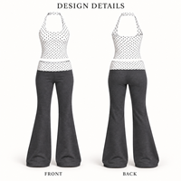Ensemble de yoga et de fitness pour femme en coton évasé, tenue de sport en tissu recyclé noir à pois, débardeur licou de loisirs