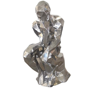 大きなステンレス鋼思考男彫刻金属男彫刻像 - Product Image 1
