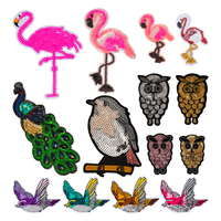 Fabricant de patchs à sequins personnalisés en forme d'oiseau, appliques brodées, designs variés pour vestes, sacs, chapeaux, vêtements, vente en gros