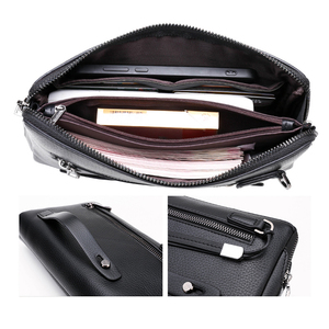 Portafoglio Business in pelle di alta qualità con borsa lunga da uomo marrone nero borsa Casual da uomo a portata di mano borsa con lucchetto - Product Image 3