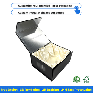 Scatola Regalo Pieghevole Personalizzabile di Alta Qualità, Ecologica, con Chiusura Magnetica, Bianca e Nera, con Rivestimento in Spugna - Product Image 3