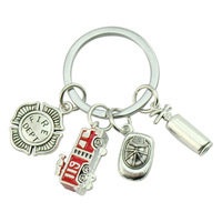 Porte-clés en alliage de zinc, thème pompier, nouveau design tendance, porte-clés pour souvenir