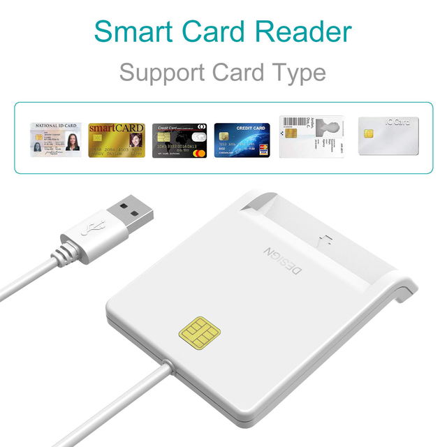 Factory Supply Portable USB Smart Card Reader Single Slot Plastic CAC ID SIM Card Reader for Office Government Use