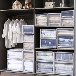 Storage <b>drawer</b> type wardrobe storage box, plastic storage organizer box, toy storage box, pull-out multi-layer storage cabinet - Product Image 1