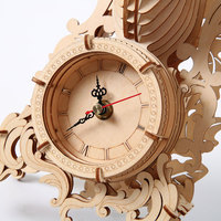 Reloj de Mesa con Cabeza de Ciervo en 3D de Madera al por Mayor, Rompecabezas 3D de Madera DIY para Adultos, Kit de Manualidades para Ensamblar un Reloj de Escritorio con Diseño de Alce