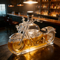 Carafe à whisky en verre en forme de moto, style vintage, pour bar à domicile, avec emballage cadeau et logo personnalisé, vente en gros