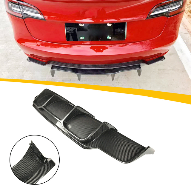 Modified Car Carbon Fiber Accessories Rear Diffuser for tesla Model 3 2015 2018 2022 2023