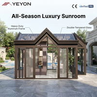Yeyon OEM Serre en verre d'extérieur avec structure à poutres de liaison, toit à pignon haut, isolée thermiquement, anti-humidité, installation sur site