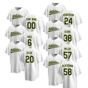 Celana Baseball Unisex Oakland Home 2025 - Putih Custom Ukuran Besar, Bernapas, Cepat Kering, 100% Poliester, Logo Bordir Jahitan - Product Image 2