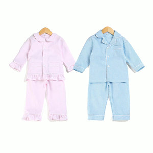 Pijamas <span class=keywords><strong>de</strong></span> cuello Peter Pan para niños, ropa <span class=keywords><strong>de</strong></span> dormir para niños, pijamas <span class=keywords><strong>de</strong></span> bolsillo con botones <span class=keywords><strong>de</strong></span> algodón 100% - Product Image 1